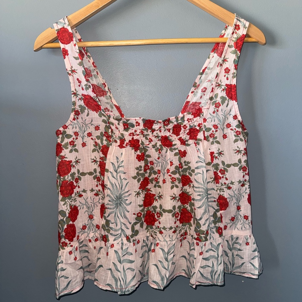 Maeve Pink Floral Smocked Tank Top - Picture 2 of 7